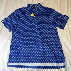 New NWT RLX Golf Ralph Lauren Men's Wicking Polo Blue White Large Star